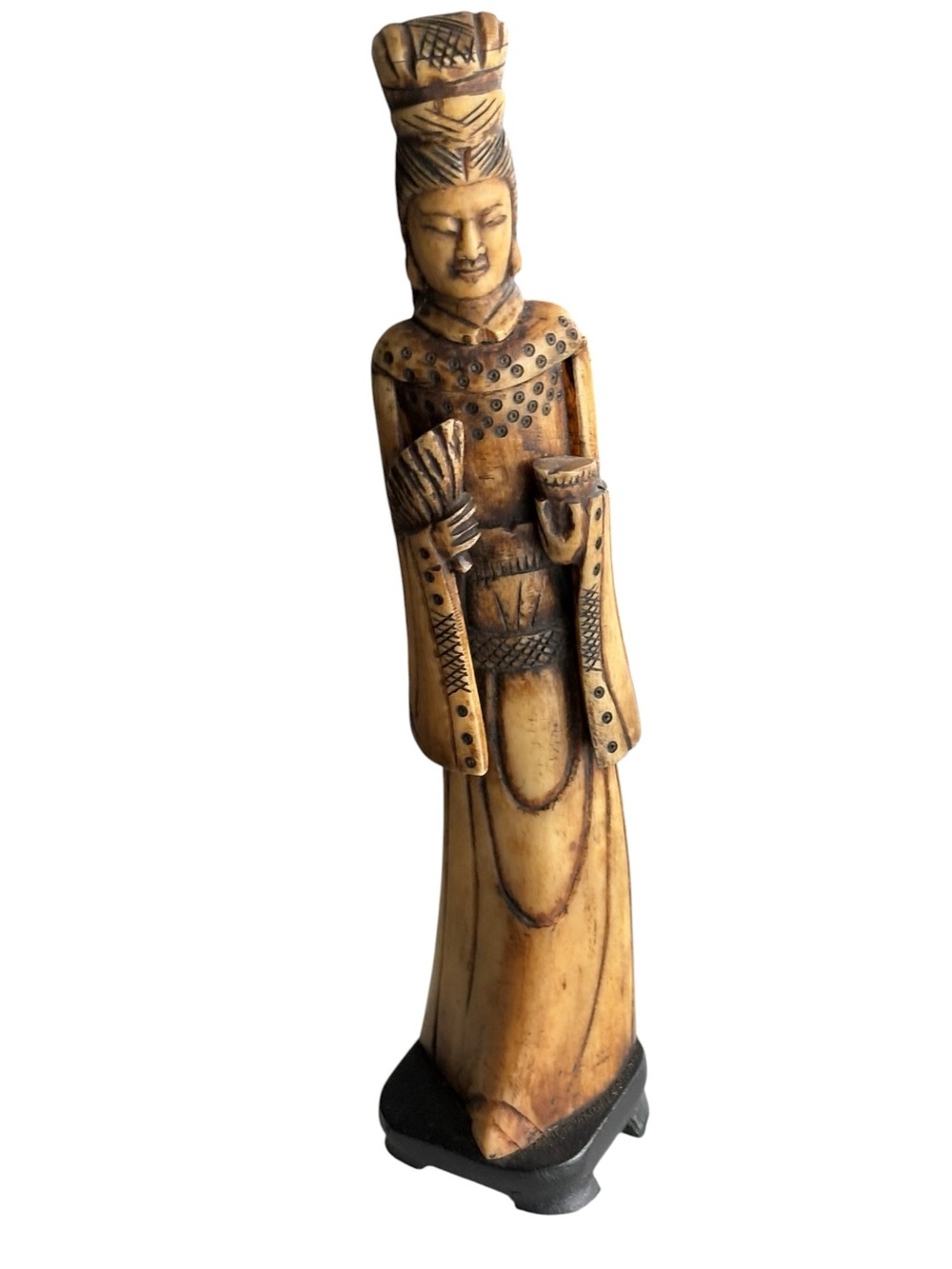 Carved Traditional Chinese Asian Empress Resin or Bone Statue Figure